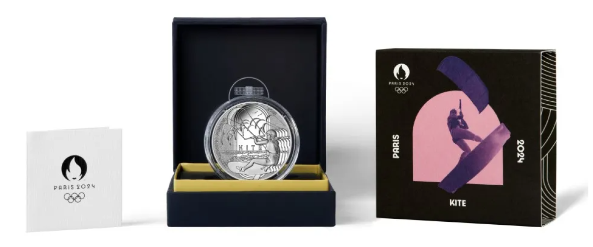 Coffret 10€ Euros Argent 999/1000 Paris 2024 Kite Surf