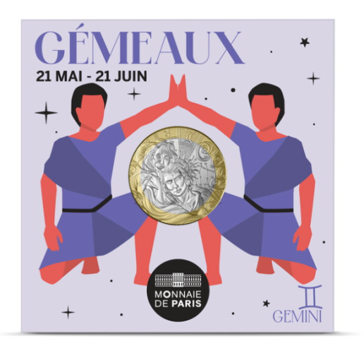 Coincard 5€ Euros France Astrologie / Zodiac 2025 - Gémeaux