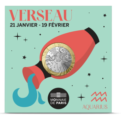 Coincard 5€ Euros France Astrologie / Zodiac 2025 - Verseau
