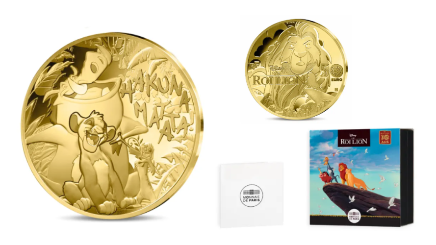 Coffret 50€ Euros Or Gold 999/1000 Roi Lion 2025 Timon, Pumba, Simba 1/4 Oz