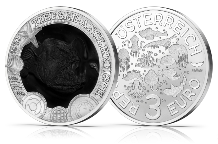 3€ Euros Autriche Vie Sous Marine 2023 : Deep Sea Fish 4/12