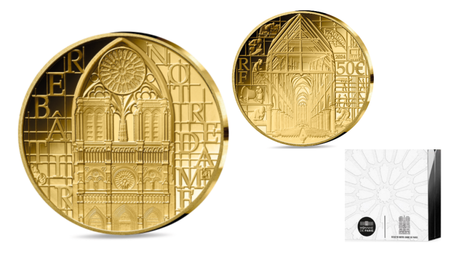Coffret 50€ Euros Or Gold 999/1000 Excellence Notre Dame de Paris 2024