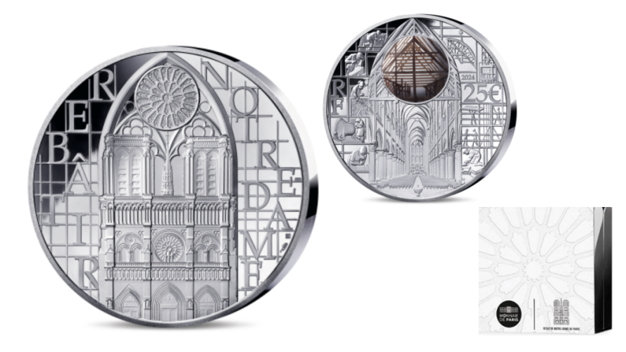 Coffret 25€ Euros Argent 999/1000 France 2024 ''Notre Dame de Paris'' Avec Puce