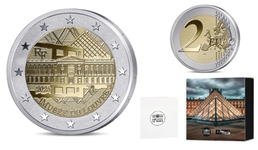 Coffret 2€ Euros Commémorative France 2025 ''Louvre'' BE Proof Poli Inversé