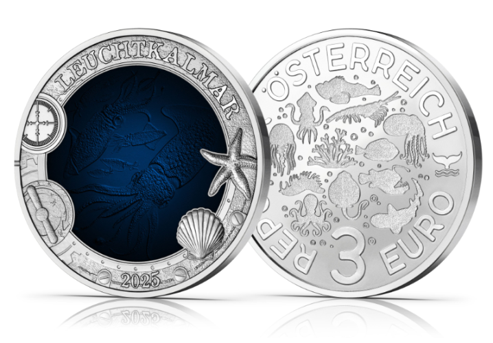 3€ Euros Autriche Vie Sous Marine 2025 : Calamar / Firefly Squid 10/12