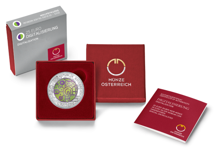Coffret 25€ Euros Autriche Argent 900 Niobium 2025 ''Digitalisation''