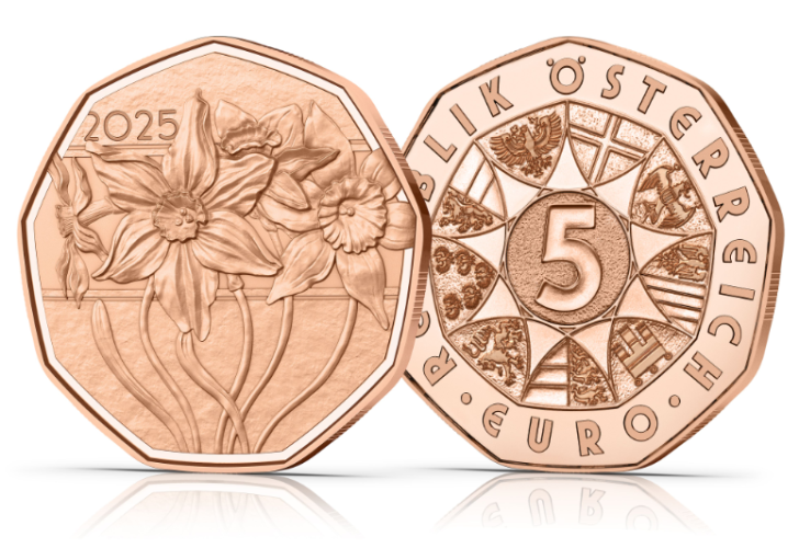 5€ Euros Commémorative Cuivre Autriche 2025 Narcisse