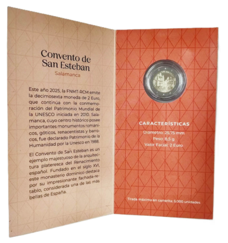 Coincard BE 2 Euros Commémorative Espagne 2025 "Salamanca"