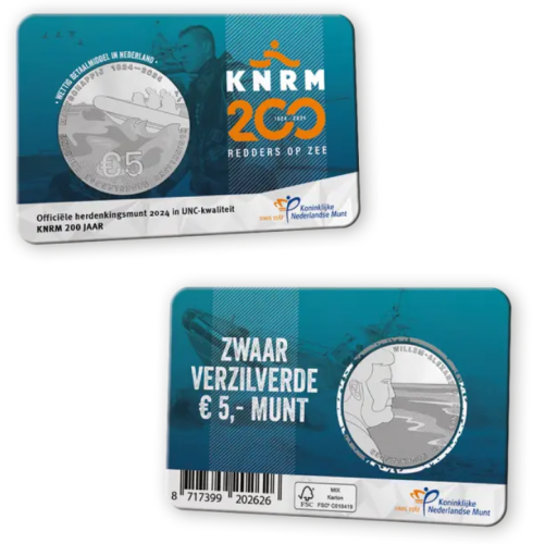 Coincard 5€ Euros Commémorative Pays Bas 2024 200 Ans KNRM