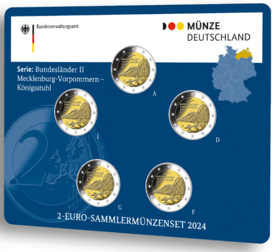 Blister BU 5 x 2€ Euros Commémorative Allemagne 2024 Mecklenbourg - 5 Ateliers