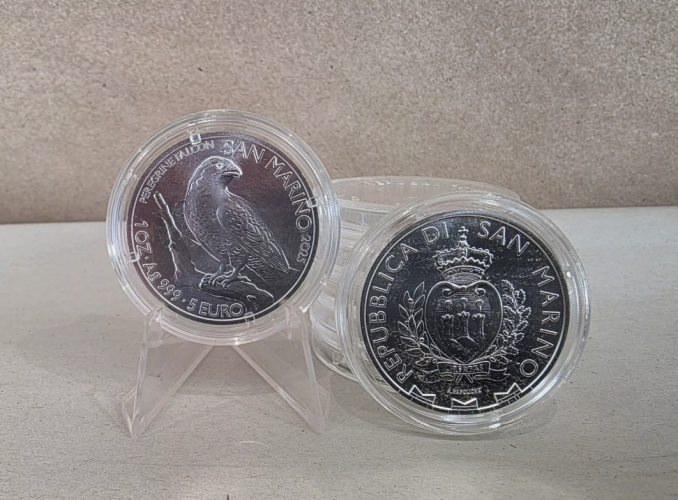 1 Once Argent 999/1000 - 5 Euros Saint Marin Faucon Pelerin 2025
