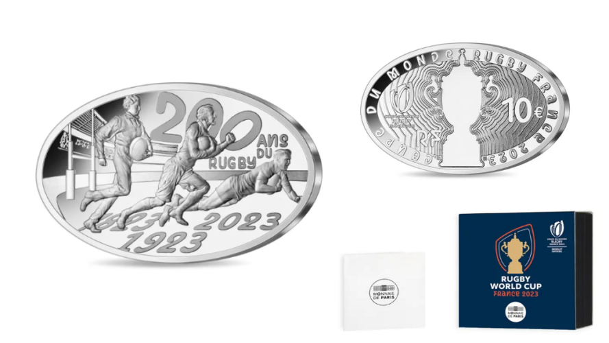 Coffret 10€ Euros Argent 999/1000 Coupe du Monde 2023 Rugby OVALE