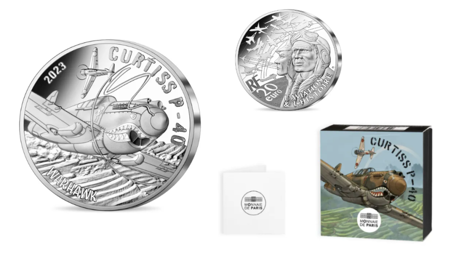 Coffret 20€ Euros Piefort Argent 999/1000 Aviation Curtiss P40 2023