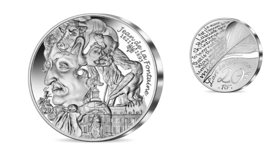 Coffret 20€ Euros Argent 999/1000 Jean de la Fontaine Haut Relief 2021