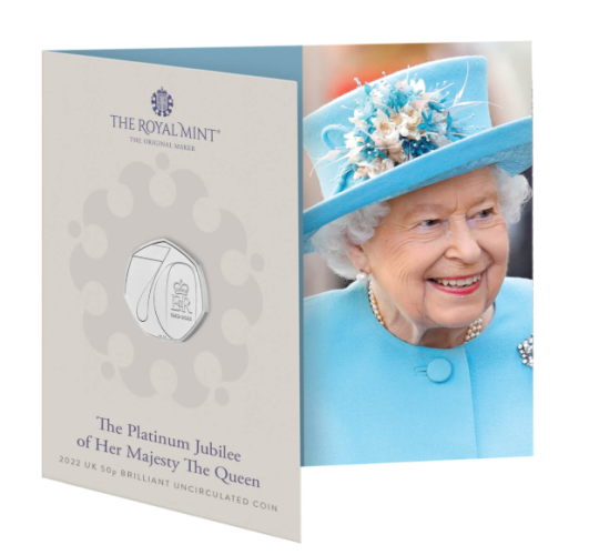 Coincard 0.5 Pound BU 2022 Royaume Uni Platinium Jubilee Queen Elisabeth II