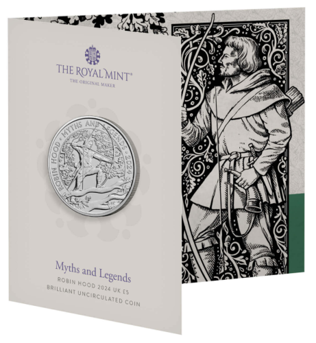 Coincard 5 Pounds BU 2024 Royaume Uni Myths Legends Robin hood