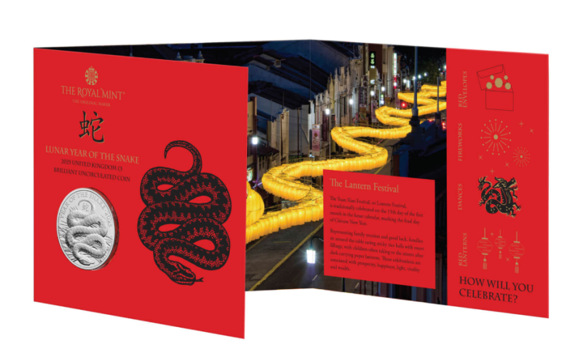 Coincard 5 Pounds BU 2025 Royaume Uni Year of Snake