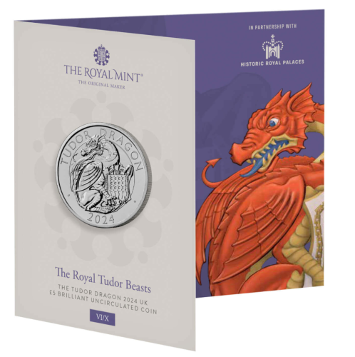 Coincard 5 Pounds BU 2024 Royaume Uni Tudor Beast Dragon