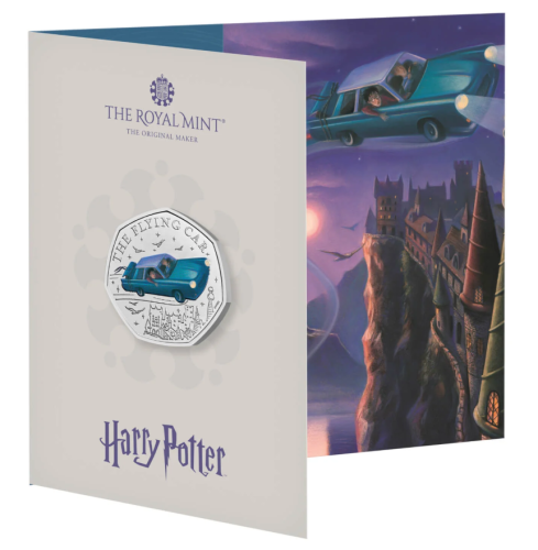 Coincard 0,5 Pound BU 2025 Royaume Uni Harry Potter Flying Car COLORISEE