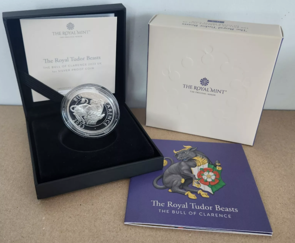 Coffret 5 Pounds Argent 999/1000 Royaume Uni 2023 Bull of Clarence 1 Oz