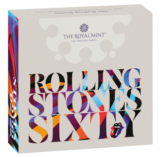 Coffret 5 Pounds Argent 999/1000 Royaume Uni 2022 Rolling Stones COLOR