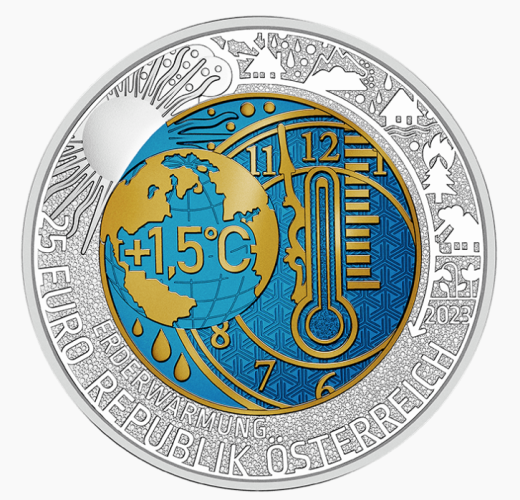 Coffret 25€ Euros Autriche Argent 900 Niobium 2023 ''Global Heating''