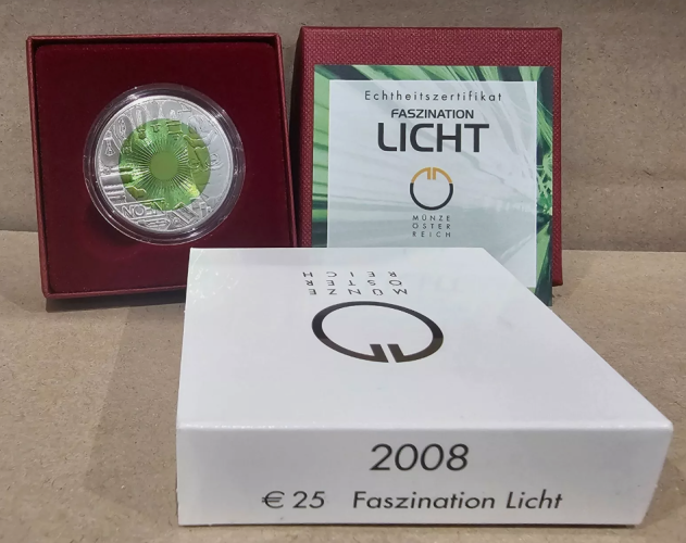 Coffret 25€ Euros Autriche Argent 900 Niobium 2008 ''Licht / Light''