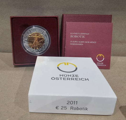 Coffret 25€ Euros Autriche Argent 900 Niobium 2011 ''Robotic''