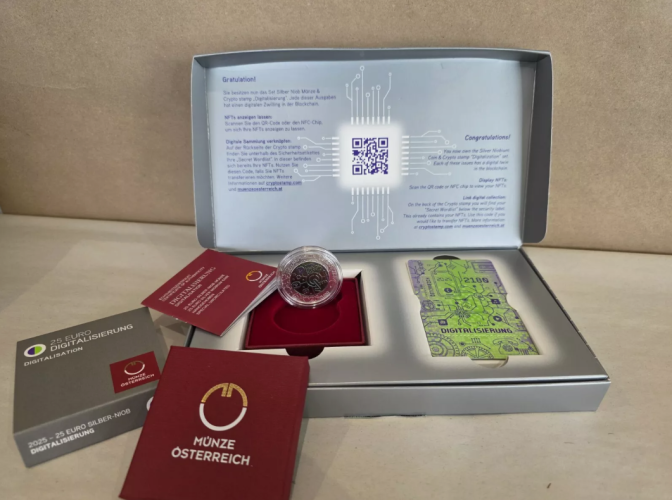 Coffret Collector 25€ Euros Argent 900 Niobium 2025 ''Digitalisation + Cripto''