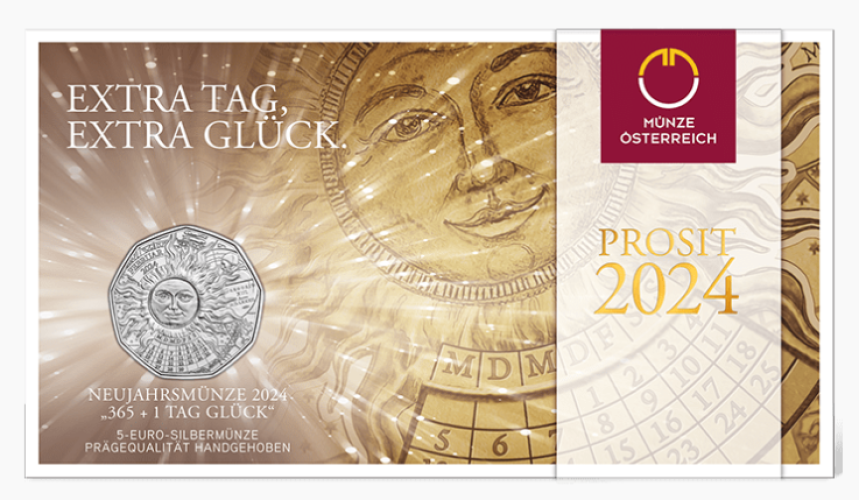 Coincard 5€ Euros Argent 925 Autriche 2024 Soleil Lucky Leap