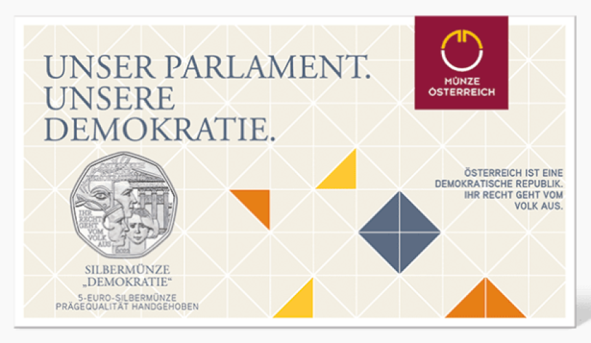 Coincard 5€ Euros Argent 925 Autriche Danse 2022 Democratie
