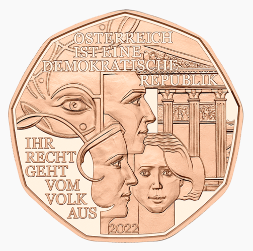 5€ Euros Commémorative Cuivre Autriche 2021 Janus