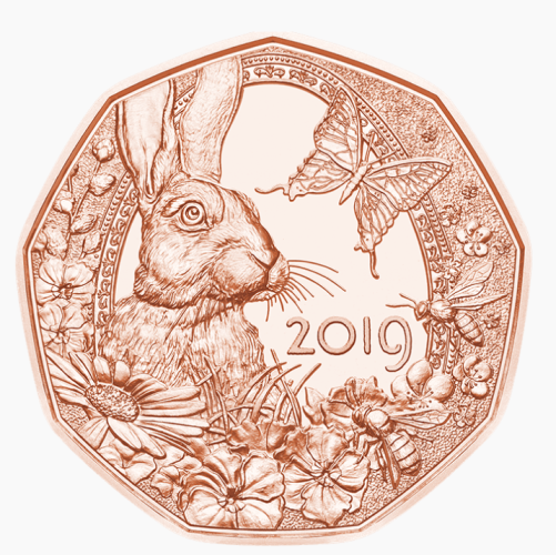 5€ Euros Commémorative Cuivre Autriche 2019 Paques Lapin