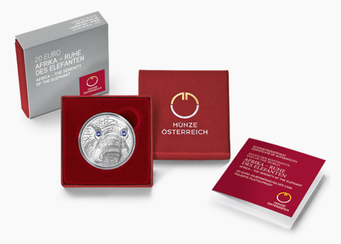 Coffret 20€ Euros Argent 925 Autriche Elephant Swarovski 2022