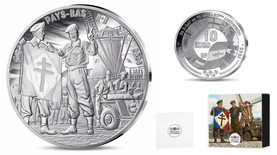Coffret 10€ Euros Argent 999/1000 80 Ans VE Day Soldat Pays-Bas 2025