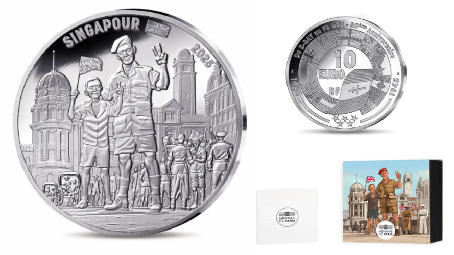 Coffret 10€ Euros Argent 999/1000 80 Ans VE Day Soldat Singapour 2025