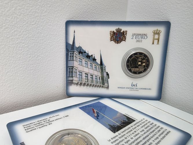 Coincard BU 2€ Euros Commémorative Luxembourg 2022 Drapeau Poinçon Monnaie Paris