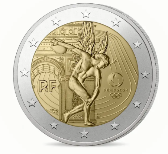2€ Euros Commémorative France 2022 Paris 2024 Lanceur Disque