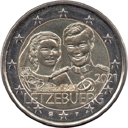 2€ Euros Commémorative Luxembourg 2021 Mariage Version Relief
