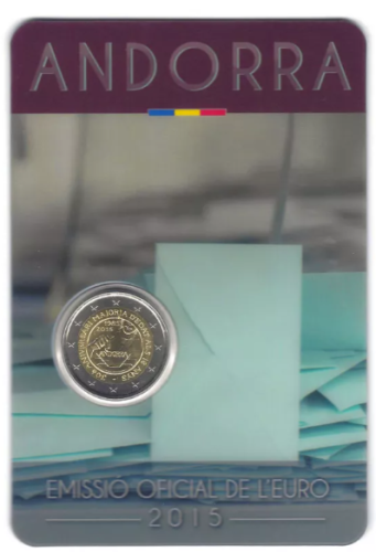 Coincard BU 2€ Euros Commémorative Andorre 2015 Majorité à 18 Ans