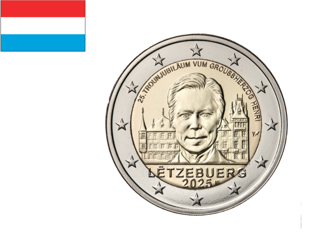 2€ Euros Commémorative Luxembourg 2025 "25 Ans Trône Grand-Duc Henri"