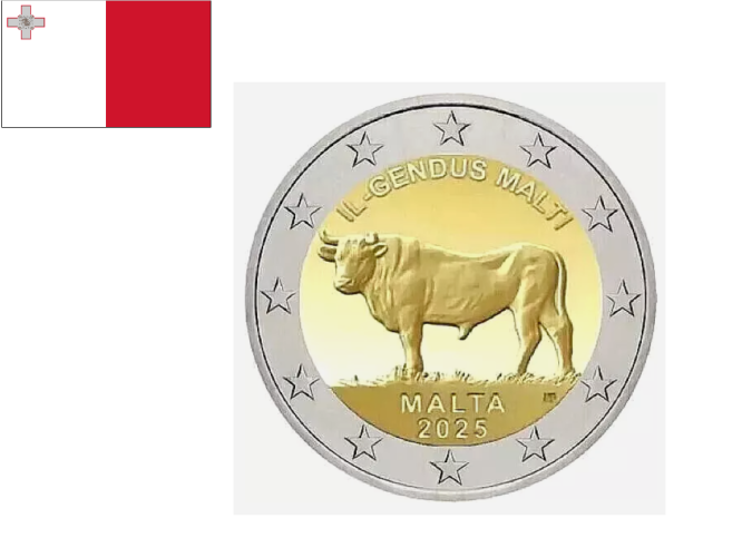 2€ Euros Commémorative Malte 2025 ''Boeuf''