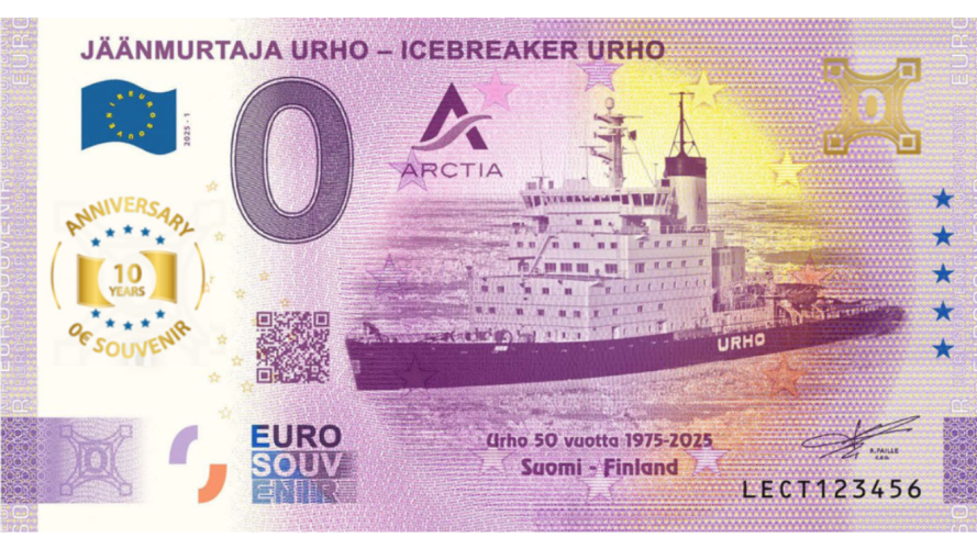 Billet Souvenir 2025 Finlande Jaanmurtaja - Icebreaker Urho - 10Th ANNIVERSARY
