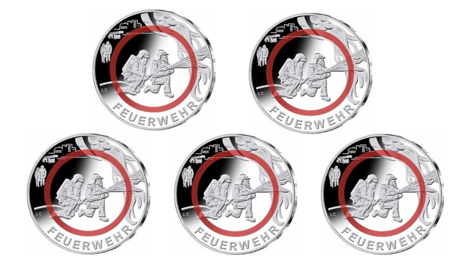 5 x 10€ Euros Commémorative Allemagne 2022 - Pompiers Feuerwher - 5 Ateliers