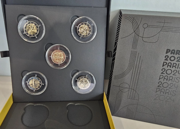 Coffret + 5 x 2 Euros Commemorative BU France JO Paris 2024 avec 2€ Eiffel !