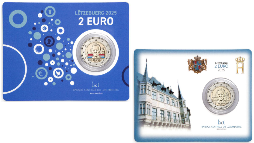 Lot 2 x 2€ Euros Commémorative Luxembourg 2025 Henri BU Classic + Color