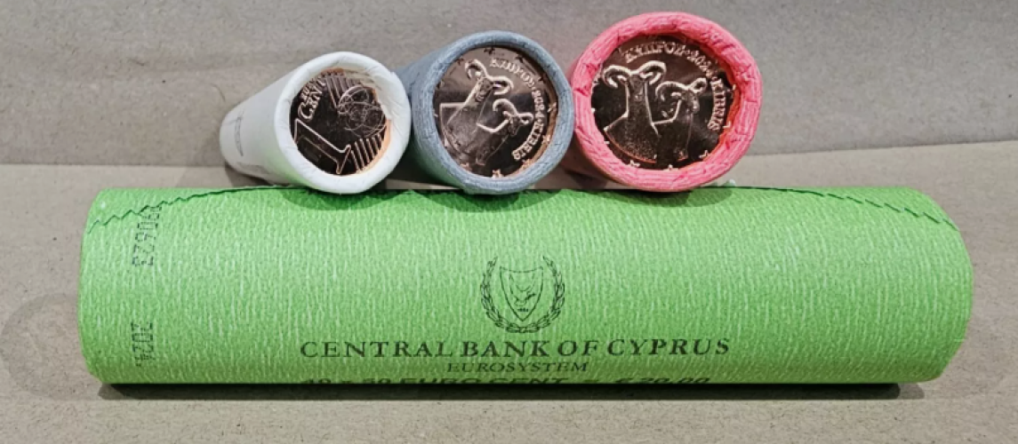 Lot 3 rouleaux 5, 2 et 1 centimes Euros Chypre 2024 de Banque