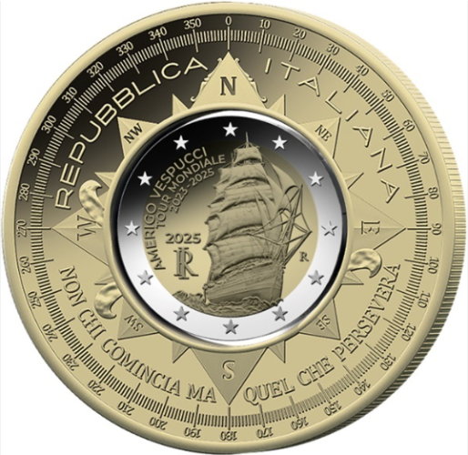 Coffret 10€ Euros Italie BE Proof 2025 Amerigo Vespucci avec 2€ UNC
