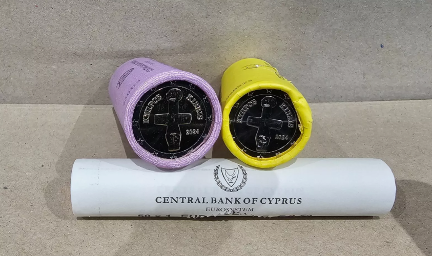 Lot 2 Rouleaux 1 et 2€ Euros Chypre National 2024 Neuf de Banque !
