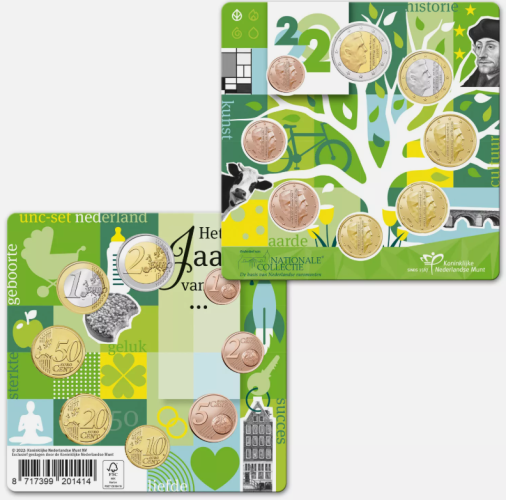 Série Euros Pays-Bas 2022 Plaquette 8 pièces 1 centimes à 2 Euros